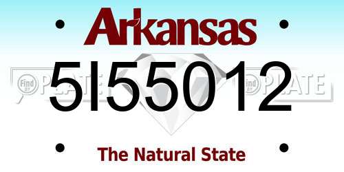 5I55012 Arkansas License Plate