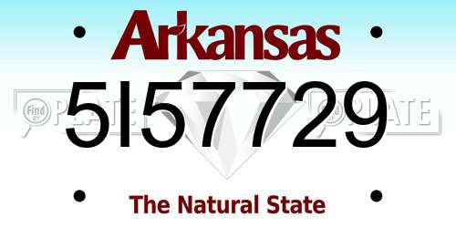 5I57729 Arkansas License Plate