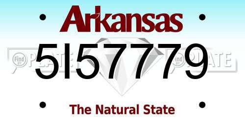 5I57779 Arkansas License Plate