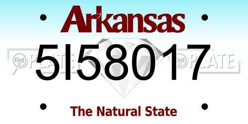 5I58017 Arkansas License Plate