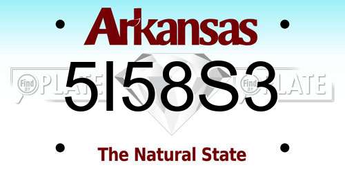 5I58S3 Arkansas License Plate