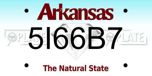 5I66B7 Arkansas License Plate