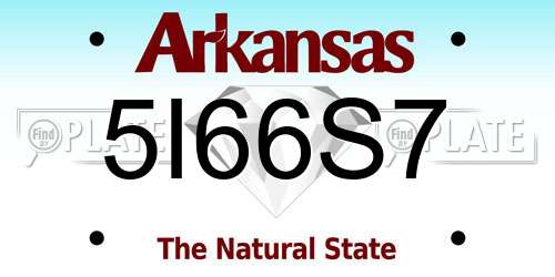5I66S7 Arkansas License Plate