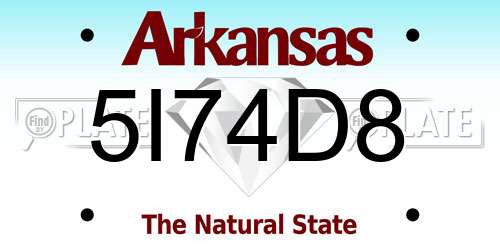 5I74D8 Arkansas License Plate