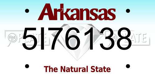 5I76138 Arkansas License Plate