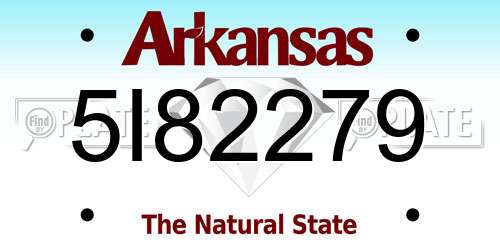 5I82279 Arkansas License Plate
