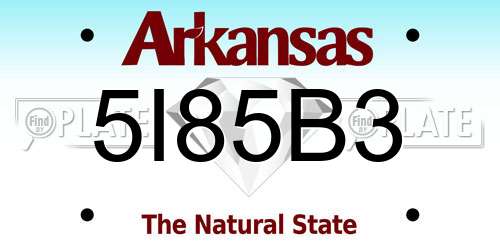 5I85B3 Arkansas License Plate