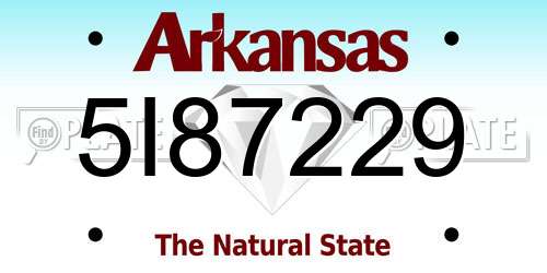 5I87229 Arkansas License Plate