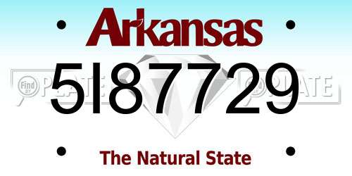 5I87729 Arkansas License Plate