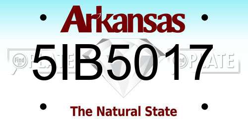 5IB5017 Arkansas License Plate