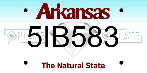 5IB583 Arkansas License Plate