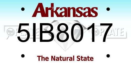 5IB8017 Arkansas License Plate