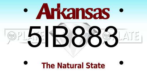 5IB883 Arkansas License Plate