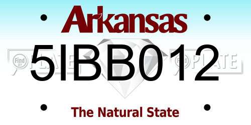 5IBB012 Arkansas License Plate
