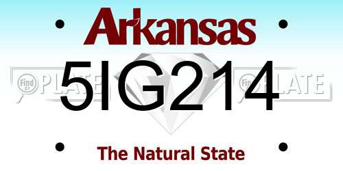 5IG214 Arkansas License Plate