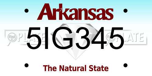 5IG345 Arkansas License Plate