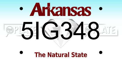 5IG348 Arkansas License Plate