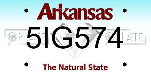 5IG574 Arkansas License Plate