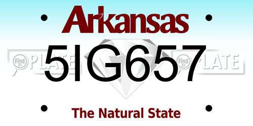 5IG657 Arkansas License Plate