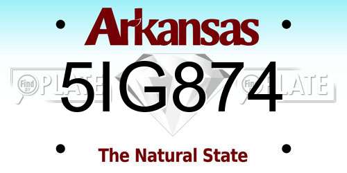5IG874 Arkansas License Plate