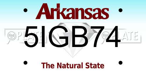 5IGB74 Arkansas License Plate