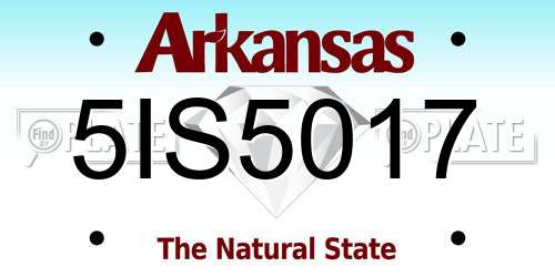 5IS5017 Arkansas License Plate