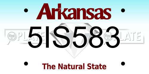 5IS583 Arkansas License Plate