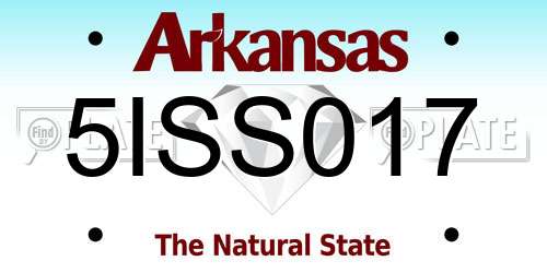 5ISS017 Arkansas License Plate