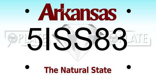 5ISS83 Arkansas License Plate