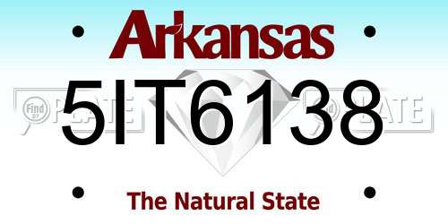 5IT6138 Arkansas License Plate