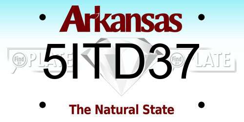 5ITD37 Arkansas License Plate