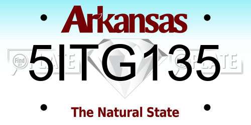 5ITG135 Arkansas License Plate