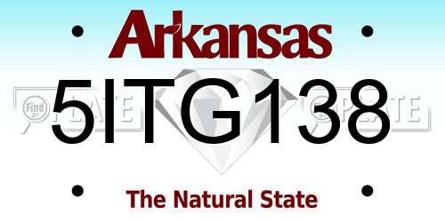 5ITG138 Arkansas License Plate