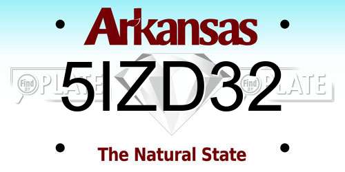 5IZD32 Arkansas License Plate