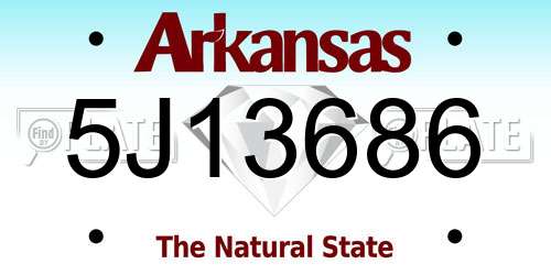 5J13686 Arkansas License Plate