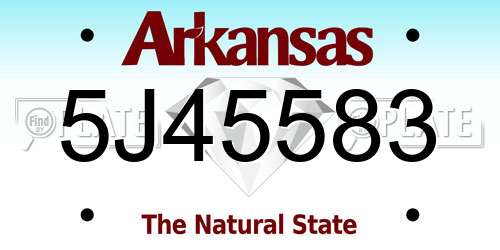 5J45583 Arkansas License Plate
