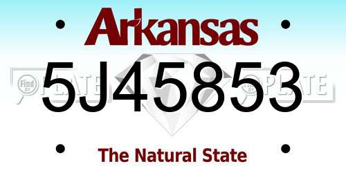 5J45853 Arkansas License Plate