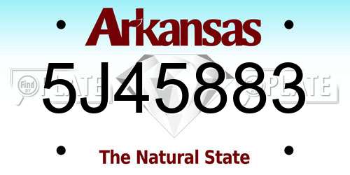 5J45883 Arkansas License Plate