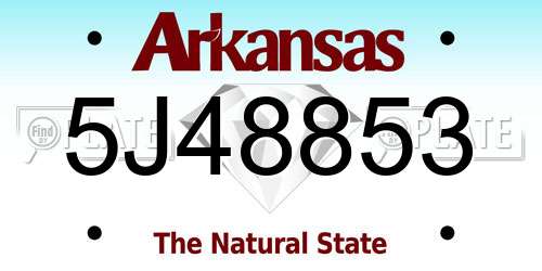 5J48853 Arkansas License Plate