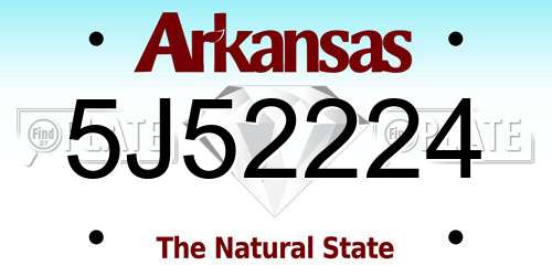 5J52224 Arkansas License Plate