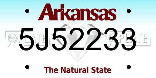 5J52233 Arkansas License Plate