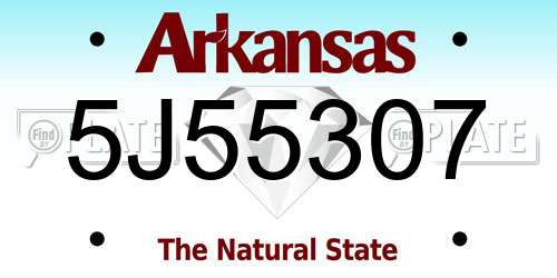 5J55307 Arkansas License Plate