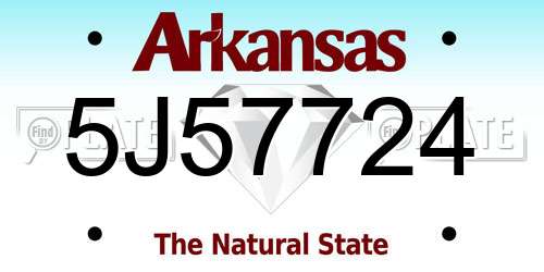 5J57724 Arkansas License Plate