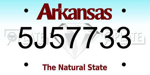 5J57733 Arkansas License Plate