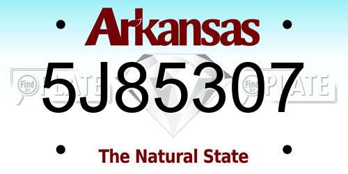 5J85307 Arkansas License Plate