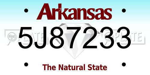 5J87233 Arkansas License Plate