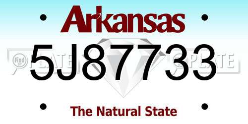 5J87733 Arkansas License Plate
