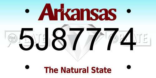 5J87774 Arkansas License Plate