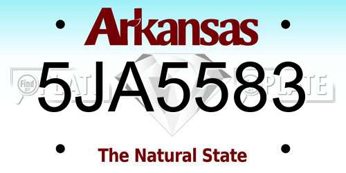 5JA5583 Arkansas License Plate