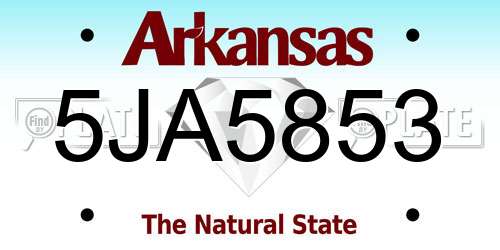 5JA5853 Arkansas License Plate